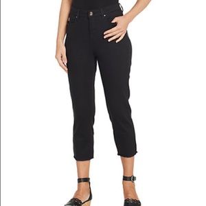 Belle by Kim Gravel twill cropped pants w fringe